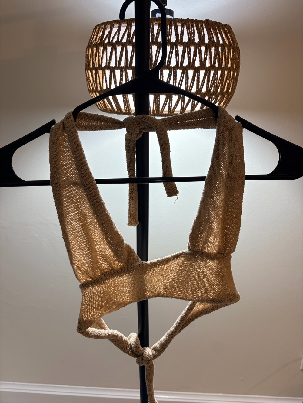 Knitted Halter Bandeau Top in Gold